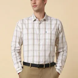 Allen Solly White Cotton Slim Fit Checks Shirt-picture-36