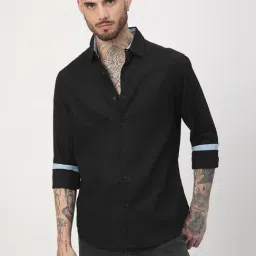 VASTRADO Core Fashion Black Regular Fit Self Design Shirt-image-18