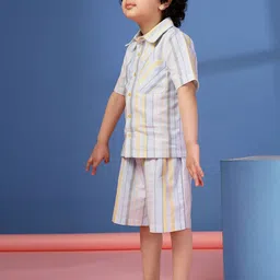 Budding Bees Boys Striped Shirt with Shorts image 2