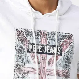 Pepe Jeans AARIN White Regular Fit Printed Cotton Hooded T-Shirt image 4