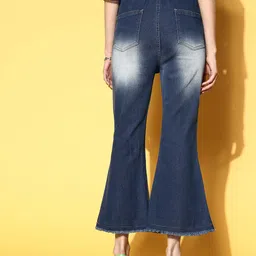 plusS Women Stylish Blue High-Rise Flared Fit Stretchable Jeans image 3