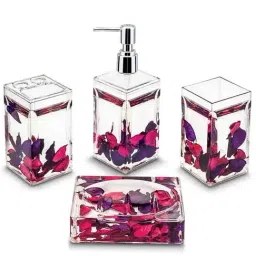 Freelance Pink Acrylic Set of 4 Bathroom Accessories-image-2