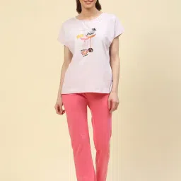 Monte Carlo Light Lilac & Pink Printed T-Shirt With Lounge Pants-image-16