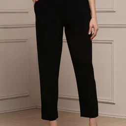 Biba Women Solid Mid-Rise Regular Fit Cigarette Trousers-picture-10