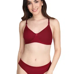 Liigne Pack Of 5 Women Everyday Light Padded Bra Mid Rise Bottom Pure Cotton Lingerie Set image 2