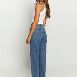 miss mosa by akanksha Alamode By Akanksha Women Navy Blue Orca Pearl Denim Jeans image 5