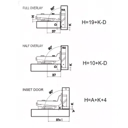 Ebco Thick Door Hinge 40 mm Full Overlay Soft Close, Gun Metal Finish, Size 40 mm, HTD1-SC-GM (Set of 2) image 4