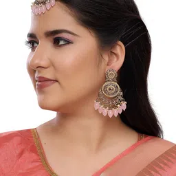 Women Click Gold-Plated Stone-Studded Jewellery Set image 2