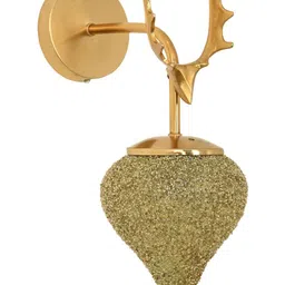1ST TIME Gold-Toned & Gold-Toned Textured Metal Traditional Abstract Shaped Shaped Wall Lamp-picture-26