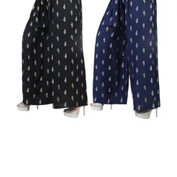 Aura Glam Women Set Of 2 Floral Printed Flared Palazzos-image-28