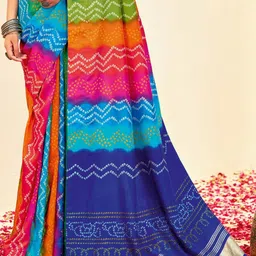 TIRA Ajrak Block Gotta Patti Bandhani Saree image 5