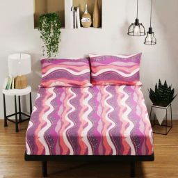 BIANCA Platinum Orange & Wine Cotton 144 TC Double Size Bed Sheet With Pillow covers-picture-48