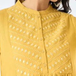 Rangmanch By Pantaloons Yellow Regular Fit Embroidered Kurta image 5