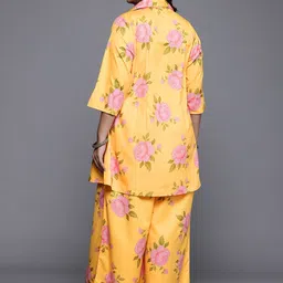 A PLUS BY AHALYAA Floral Printed Lace Inserts Cut-Away Collar Co-Ords image 3