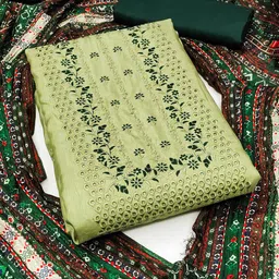 HERE&NOW Floral Embroidered Thread Work Unstitched Dress Material-picture-40