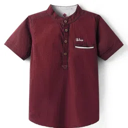 TONYBOY Cotton Half Sleeves Solid Shirt - Maroon-picture-16