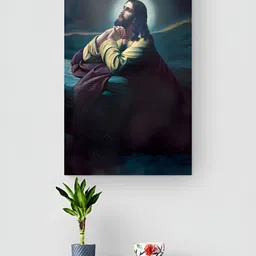 Tushaco Handicrafts Blue Religious Printed Canvas Wall Art-image-2