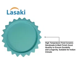 LASAKI Celty 2Pcs Blue Ceramic Lightweight Round Big Flower Planter Trays image 3