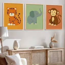 Kotart Set of 3 Multicoloured Animal Painting Wood Wall Paintings image 4