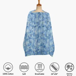 AHC ZIKKU Cotton Nursing Cover for Breast Feeding Mothers Feeding Apron/Scarf Soft Breathable No See-Through Full Cover with Mobile Pocket (Blue Style) image 3