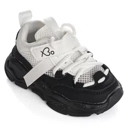 Babyoye Lightweight Laced Up & Velcro Closure Sneakers - Black image 3