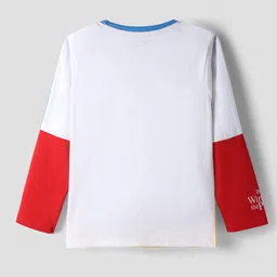 Babyhug Disney Terry Knit Full Sleeves Cut & Sew T-Shirt & Lounge Pant Set with Winnie Graphic & Pocket - Blue image 3