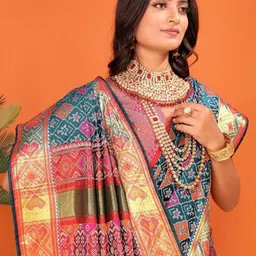 AKSH FASHION Blue Silk Blend Sarees-picture-29