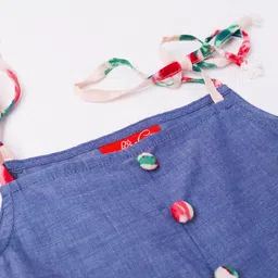 Pspeaches Chambray Rayon Sleeveless Floral Printed Lace Detailed Dress - Multi Colour image 5