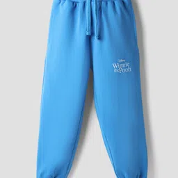 Babyhug Disney Terry Knit Full Sleeves Cut & Sew T-Shirt & Lounge Pant Set with Winnie Graphic & Pocket - Blue image 4