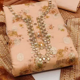 SHADOW & SAINING Embellished Semi-Stitched Dress Material image 2