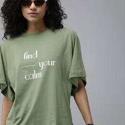 The Roadster Lifestyle Co. Women Typography Printed Drop-Shoulder Boxy T-shirt-image-106