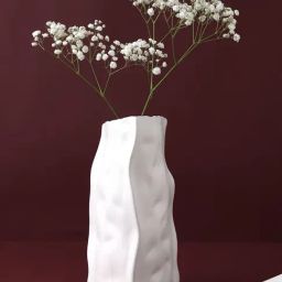 Tayhaa White Ceramic Morden Wrinkled Vase-image-34