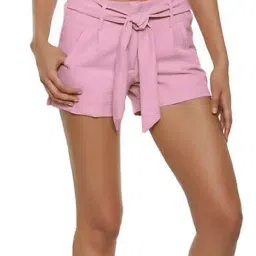 PATRORNA Baby Pink Regular Fit Shorts-image-1