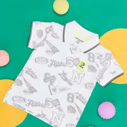 Pantaloons Baby Kids White Cotton Printed Polo T-Shirt-picture-32