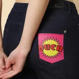 Allen Solly Navy Cotton Printed Mid Rise Jeans image 5