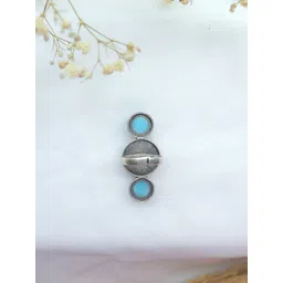 PUTSTYLE Sliver Plated Artificial Stones Studded & Beaded Oxidised Finger Ring-picture-15