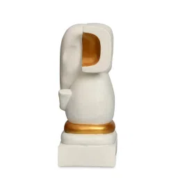 @home White & Gold Polyresin Vighnaharta Ganesha Showpiece image 5