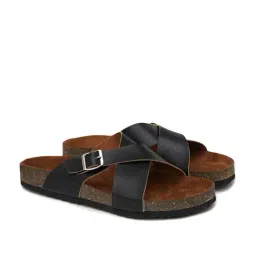 Mozafia Women's Black Cross Strap Sandals image 3