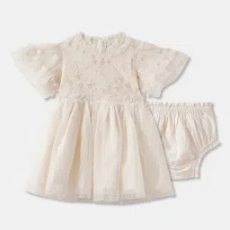 R&B Kids Pink Embroidery Regular Fit Dress With Bloomers-picture-27