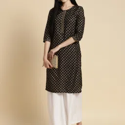 Rangita Lime Green & Black Printed Straight Kurta - Pack OF 2 image 5