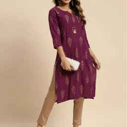 Rangita Navy & Purple Printed Straight Kurta - Pack OF 2 image 5