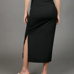 Odette Black Polyester Solid Skirt image 2