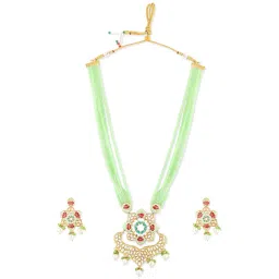 Zaveri Pearls Multicolor meenakari Multistrand crystal Necklace & Earring Set-ZPFK11540 image 5