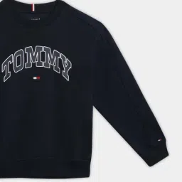 Tommy Hilfiger Blue Cotton Regular Fit Logo Printed Sweatshirt image 3