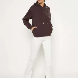 MADAME Brown Cotton Printed Sweatshirt image 5