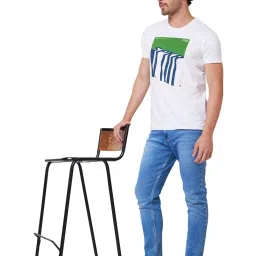 Spykar White Slim Fit Printed T-Shirt image 5