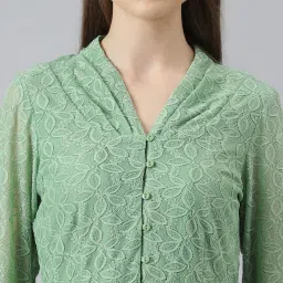 Latin Quarters Green Lace Peplum Top image 5