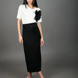 Odette Black Polyester Solid Skirt image 4