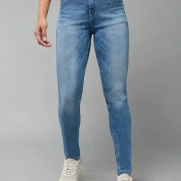 DOLCE CRUDO Blue Denim Slim Fit High Rise Jeans-image-4