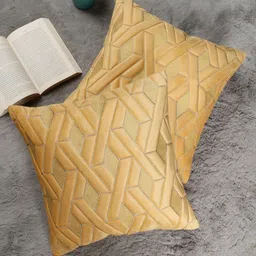 MONKDECOR Set Of 5 Yellow Velvet Square Cushion Covers image 2